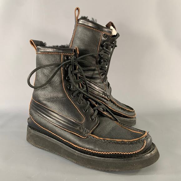 YUKETEN Size 9 Black Brown Leather Lace Up Boots main image 7